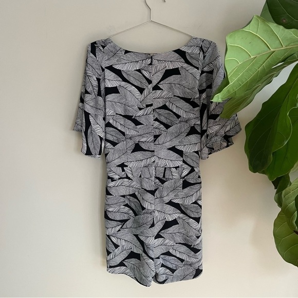 Loft Fern Black White Botanical Print Romper with Pockets - Picture 11 of 14